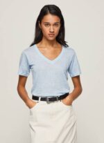 Pepe Jeans pellava v-kaula-aukkoinen t-paita naiset lahti TB00466 - Image 3