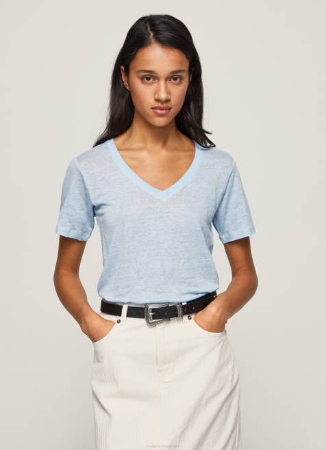 Pepe Jeans pellava v-kaula-aukkoinen t-paita naiset lahti TB00466 - Image 3