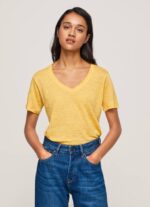 Pepe Jeans pellava v-kaula-aukkoinen t-paita naiset paistaa TB00453 - Image 3