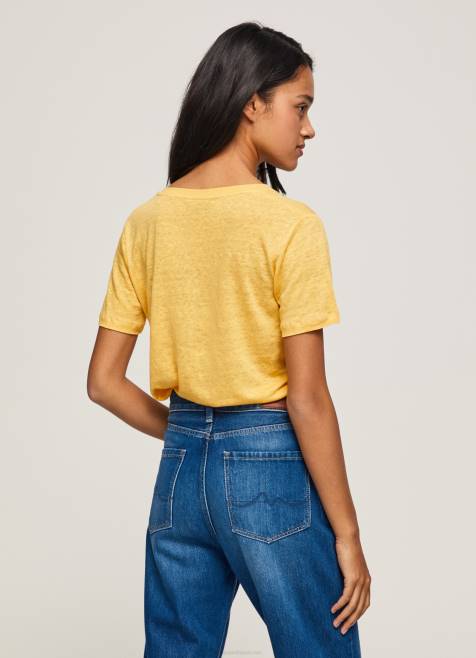 Pepe Jeans pellava v-kaula-aukkoinen t-paita naiset paistaa TB00453 - Image 4