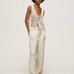 Pepe Jeans pellavaiset palazzo-housut naiset kivi TB00301