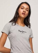 Pepe Jeans peruslogollinen t-paita naiset harmaa marli TB00401 - Image 2