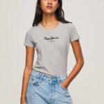 Pepe Jeans peruslogollinen t-paita naiset harmaa marli TB00401