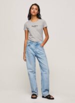 Pepe Jeans peruslogollinen t-paita naiset harmaa marli TB00401 - Image 3