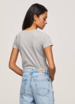 Pepe Jeans peruslogollinen t-paita naiset harmaa marli TB00401 - Image 4