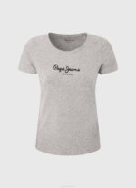 Pepe Jeans peruslogollinen t-paita naiset harmaa marli TB00401 - Image 5