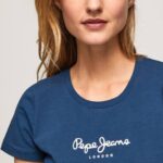 Pepe Jeans peruslogollinen t-paita naiset laivasto TB00470
