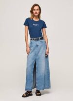 Pepe Jeans peruslogollinen t-paita naiset laivasto TB00470 - Image 3