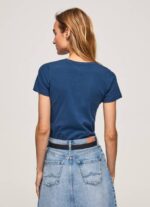 Pepe Jeans peruslogollinen t-paita naiset laivasto TB00470 - Image 4