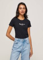 Pepe Jeans peruslogollinen t-paita naiset musta TB00400 - Image 2
