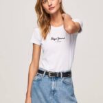 Pepe Jeans peruslogollinen t-paita naiset valkoinen TB00416