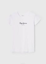 Pepe Jeans peruslogollinen t-paita naiset valkoinen TB00416 - Image 5