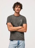 Pepe Jeans pesty ja värjätty puuvillainen t-paita miehet pesty mustaksi TB00941 - Image 4