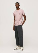Pepe Jeans pesty ja värjätty puuvillainen t-paita miehet valkaisuaine pinkki TB00928 - Image 2