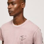 Pepe Jeans pesty ja värjätty puuvillainen t-paita miehet valkaisuaine pinkki TB00928