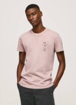 Pepe Jeans pesty ja värjätty puuvillainen t-paita miehet valkaisuaine pinkki TB00928 - Image 3