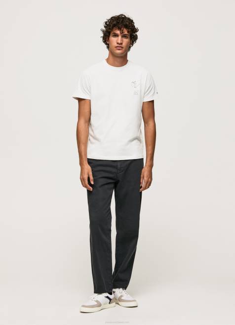 Pepe Jeans pesty ja värjätty puuvillainen t-paita miehet valkoinen TB00942 - Image 2