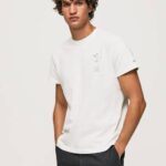Pepe Jeans pesty ja värjätty puuvillainen t-paita miehet valkoinen TB00942