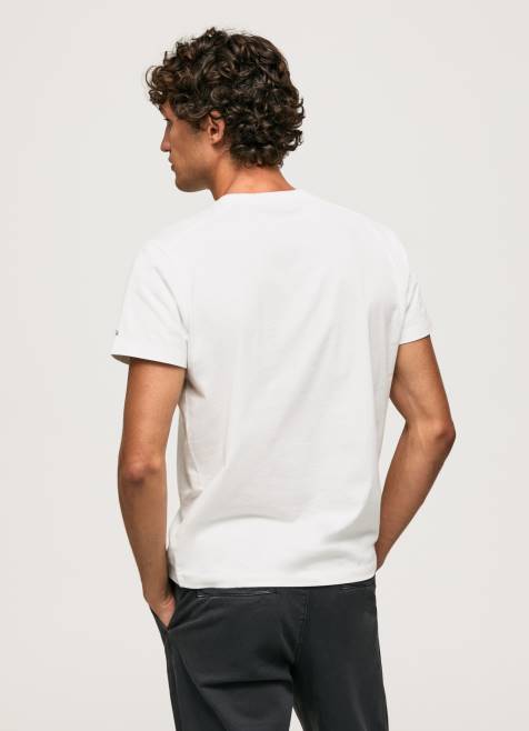 Pepe Jeans pesty ja värjätty puuvillainen t-paita miehet valkoinen TB00942 - Image 4