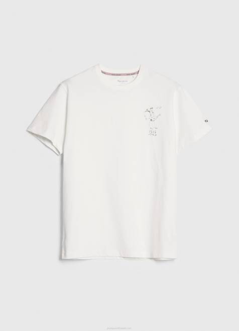 Pepe Jeans pesty ja värjätty puuvillainen t-paita miehet valkoinen TB00942 - Image 5