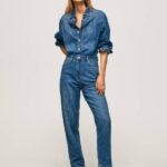 Pepe Jeans pitkä puuvillainen farkkuhaalari naiset denim TB00147