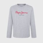 Pepe Jeans pitkähihainen logollinen t-paita edessä poika harmaa marli TB001631