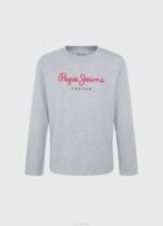 Pepe Jeans pitkähihainen logollinen t-paita edessä poika harmaa marli TB001631 - Image 3