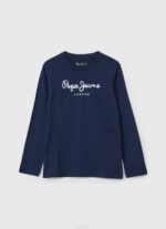 Pepe Jeans pitkähihainen logollinen t-paita edessä poika harmaa marli TB001631 - Image 5
