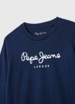 Pepe Jeans pitkähihainen logollinen t-paita edessä poika laivasto TB001630 - Image 2