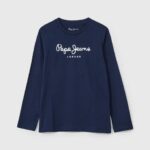 Pepe Jeans pitkähihainen logollinen t-paita edessä poika laivasto TB001630