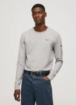 Pepe Jeans pitkähihainen puuvillainen t-paita miehet harmaa marli TB001006