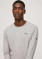 Pepe Jeans pitkähihainen puuvillainen t-paita miehet harmaa marli TB001006 - Image 3