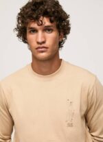 Pepe Jeans pitkähihainen puuvillainen t-paita miehet kivi TB00913 - Image 3