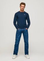 Pepe Jeans pitkähihainen puuvillainen t-paita miehet laivasto TB001009 - Image 2