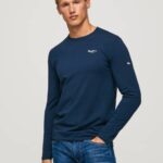 Pepe Jeans pitkähihainen puuvillainen t-paita miehet laivasto TB001009