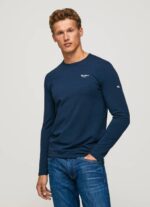 Pepe Jeans pitkähihainen puuvillainen t-paita miehet laivasto TB001009