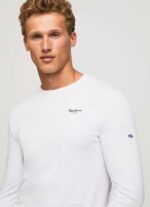 Pepe Jeans pitkähihainen puuvillainen t-paita miehet valkoinen TB001007