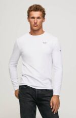 Pepe Jeans pitkähihainen puuvillainen t-paita miehet valkoinen TB001007 - Image 3