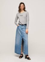 Pepe Jeans pitkähihainen puuvillainen t-paita naiset harmaa marli TB00473 - Image 2