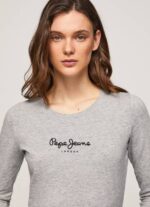 Pepe Jeans pitkähihainen puuvillainen t-paita naiset harmaa marli TB00473 - Image 3