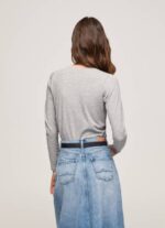 Pepe Jeans pitkähihainen puuvillainen t-paita naiset harmaa marli TB00473 - Image 4