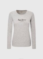 Pepe Jeans pitkähihainen puuvillainen t-paita naiset harmaa marli TB00473 - Image 5
