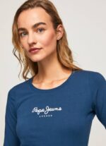 Pepe Jeans pitkähihainen puuvillainen t-paita naiset laivasto TB00472 - Image 3