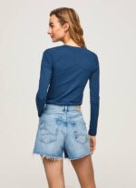 Pepe Jeans pitkähihainen puuvillainen t-paita naiset laivasto TB00472 - Image 4