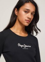 Pepe Jeans pitkähihainen puuvillainen t-paita naiset musta TB00471 - Image 3