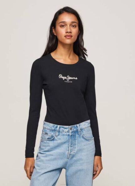 Pepe Jeans pitkähihainen puuvillainen t-paita naiset musta TB00471