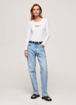 Pepe Jeans pitkähihainen puuvillainen t-paita naiset valkoinen TB00469 - Image 2
