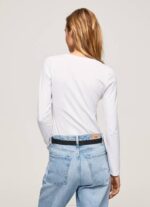 Pepe Jeans pitkähihainen puuvillainen t-paita naiset valkoinen TB00469 - Image 4