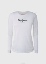 Pepe Jeans pitkähihainen puuvillainen t-paita naiset valkoinen TB00469 - Image 5