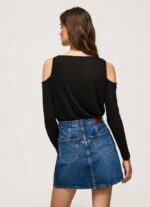 Pepe Jeans pitkähihainen t-paita, jossa olkaimet naiset musta TB00399 - Image 4